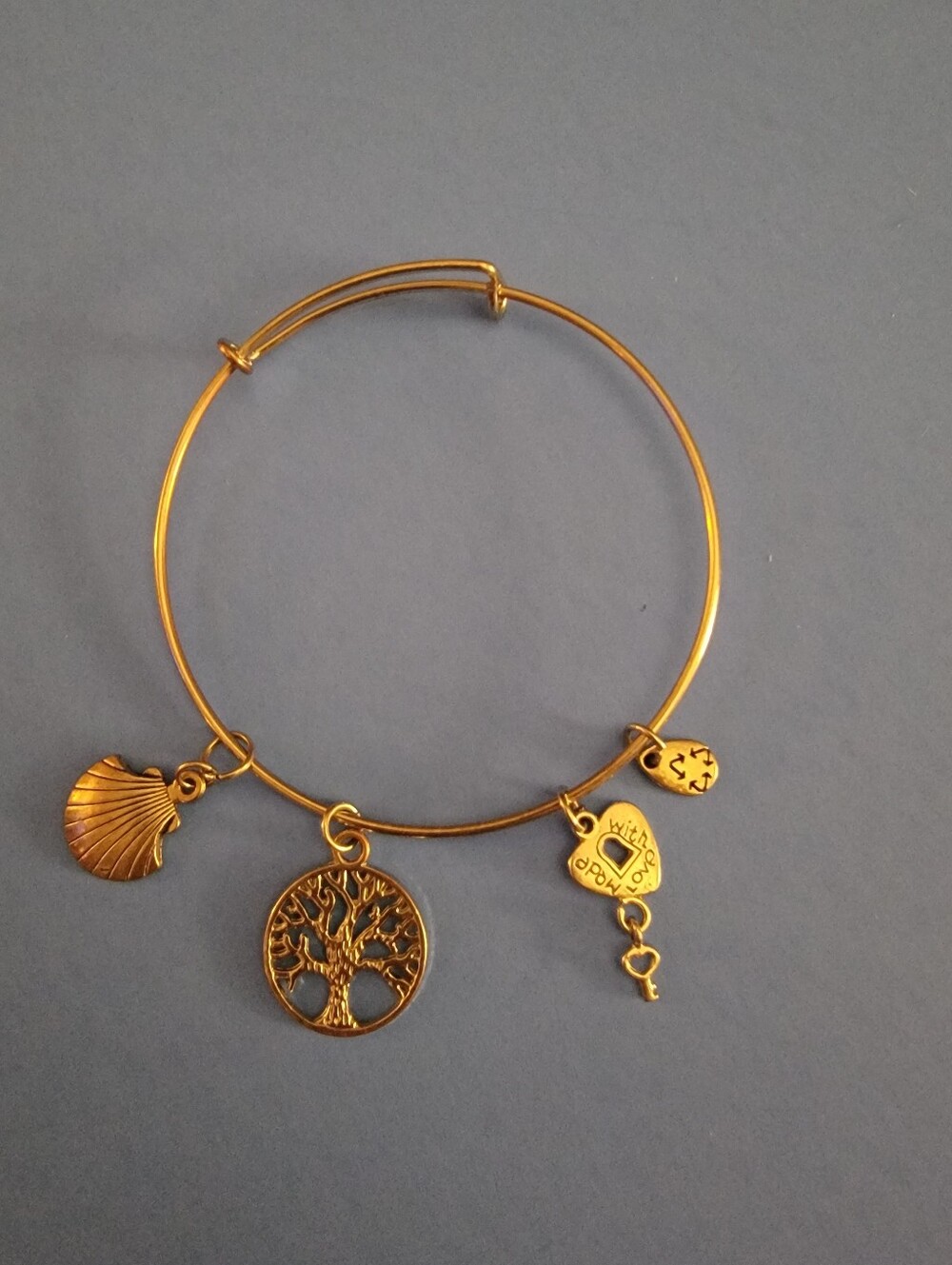 Gold-Tone Tree of Life Charm Bangle Bracelet - Women Jewelry